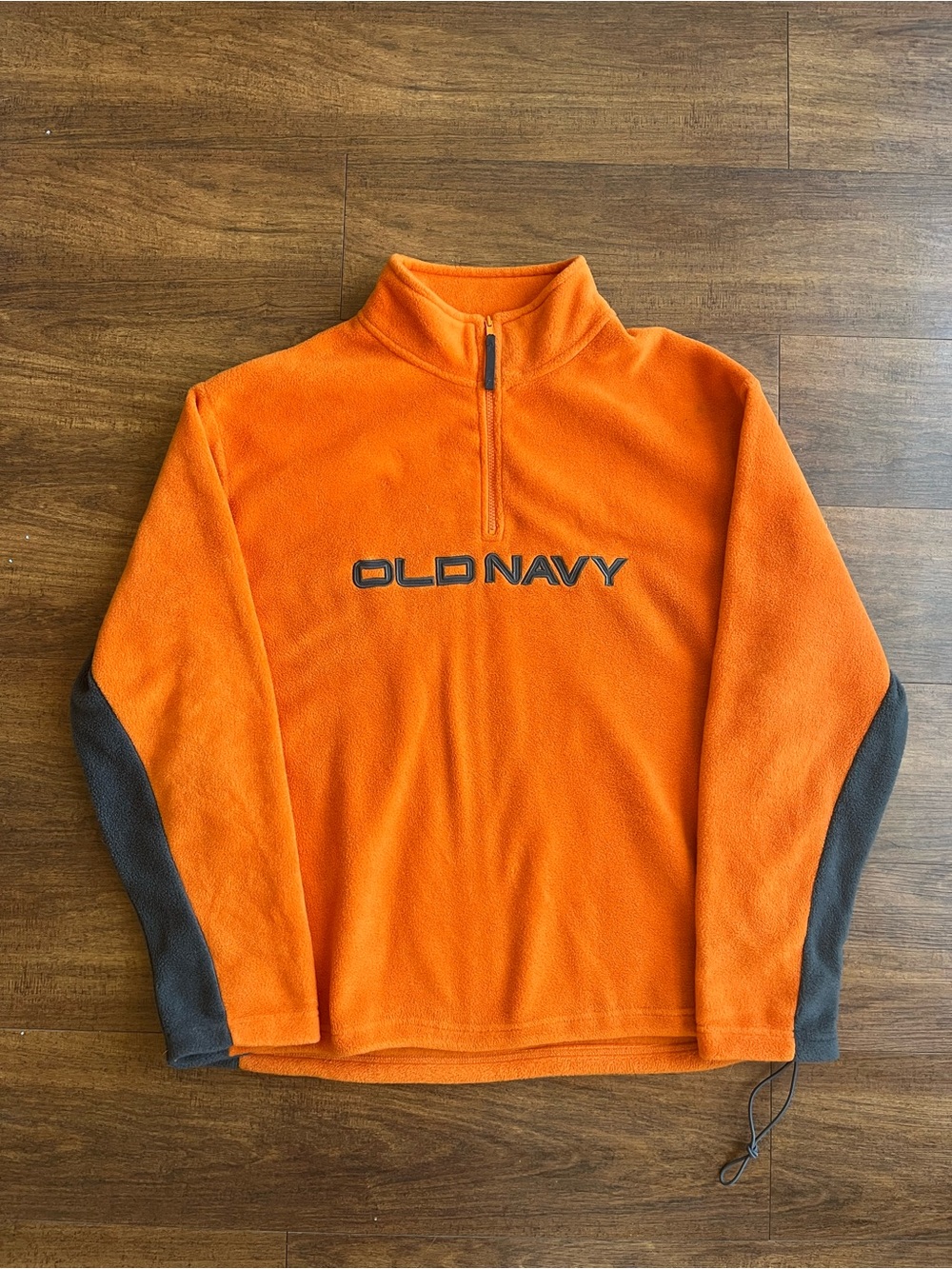 VTG Y2K baggy orange and charcoal fleece old navy quarter zip